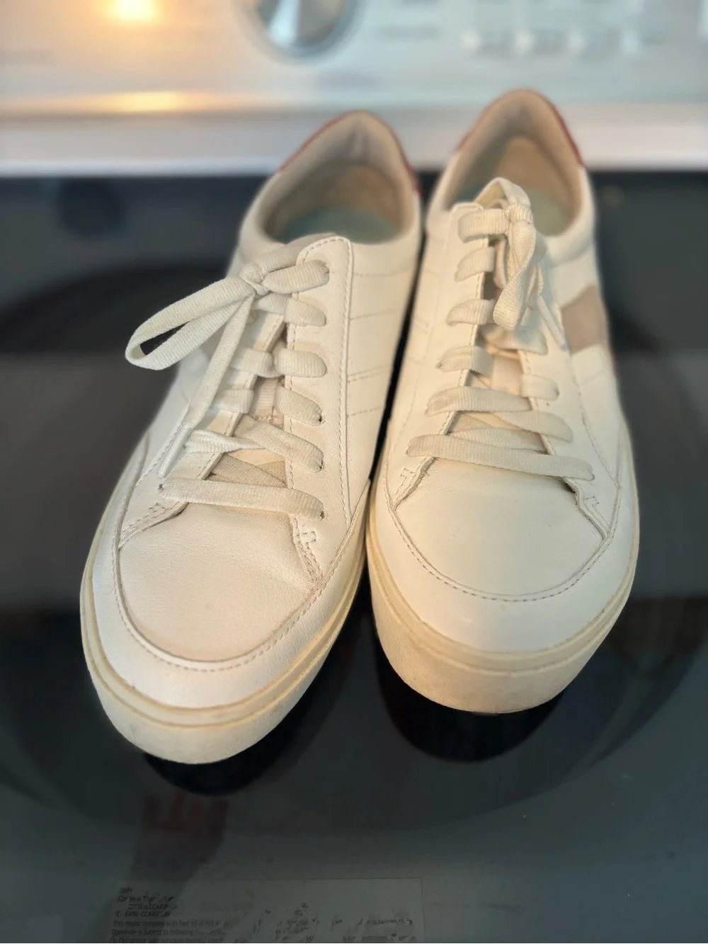 Dr. Scholl's Madison Platform Sneaker White Tan Coral Accents Size 6 Shoe